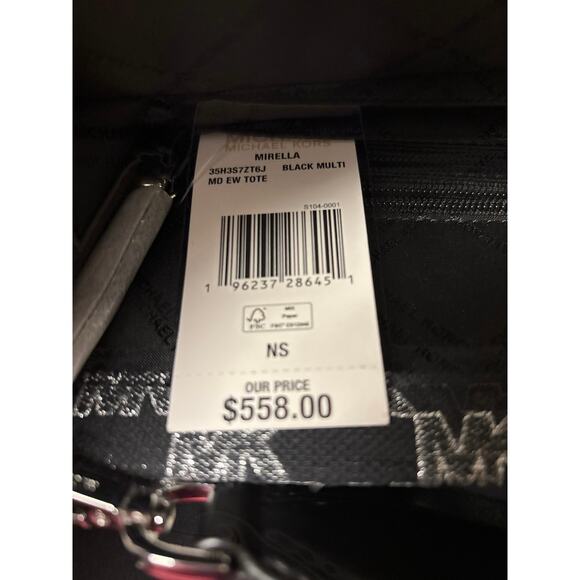 Michael Kors Jet Set Large Tote Bag Black MK Logo Sparkle Shoulder Purse - Picture 7 of 7